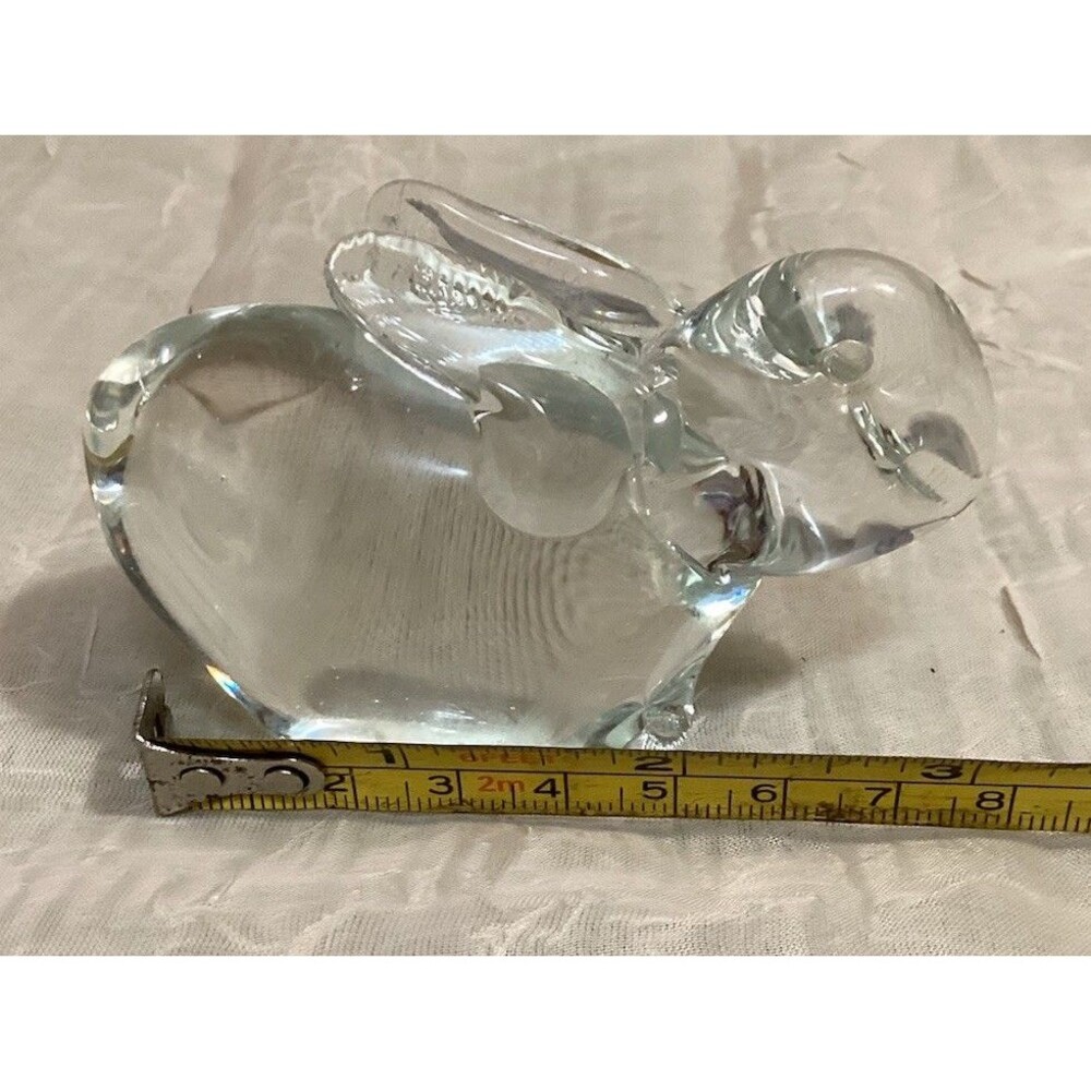 Clear Bunny Rabbit Hand Blown Glass Easter Home Decor Art Deco